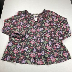 LOFT Floral Peasant Blouse Top Boho Cottagecore Romantic Bohemian Shirt M NWT
